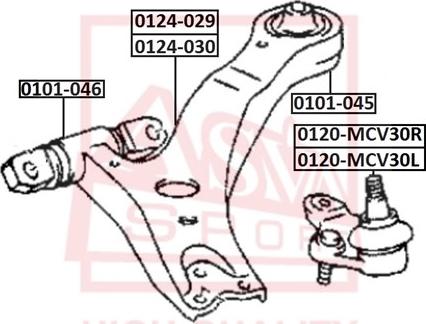 ASVA 0124-030 - Bras de liaison, suspension de roue cwaw.fr