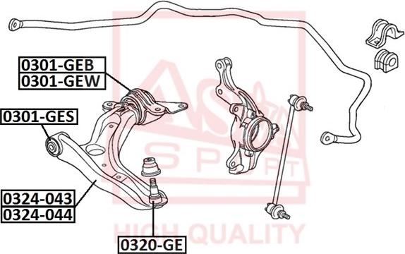 ASVA 0324-043 - Bras de liaison, suspension de roue cwaw.fr