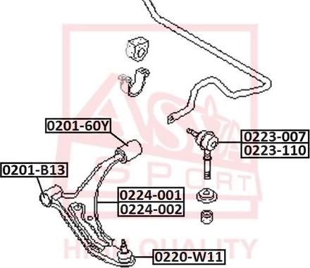 ASVA 0224-001 - Bras de liaison, suspension de roue cwaw.fr