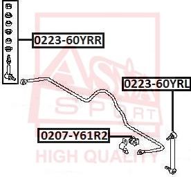 ASVA 0223-60YRR - Entretoise / tige, stabilisateur cwaw.fr