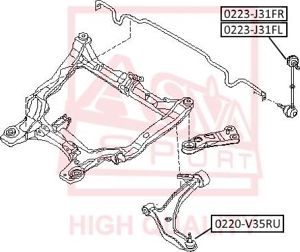 ASVA 0223-J31FR - Entretoise / tige, stabilisateur cwaw.fr