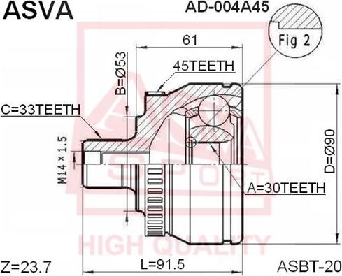 ASVA AD-004A45 - Jeu de joints, arbre de transmission cwaw.fr