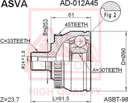 ASVA AD-012A45 - Jeu de joints, arbre de transmission cwaw.fr