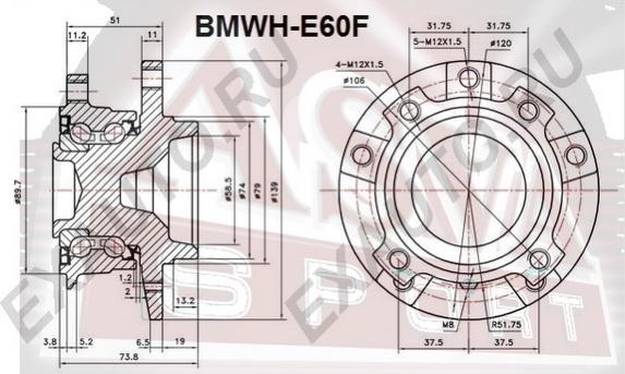 ASVA BMWH-E60F - Moyeu de roue cwaw.fr