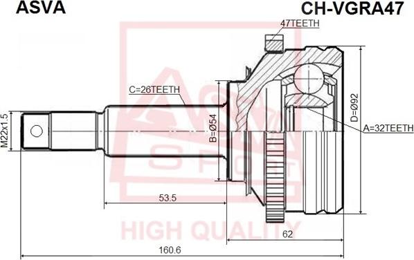 ASVA CHR-VGRA47 - Jeu de joints, arbre de transmission cwaw.fr