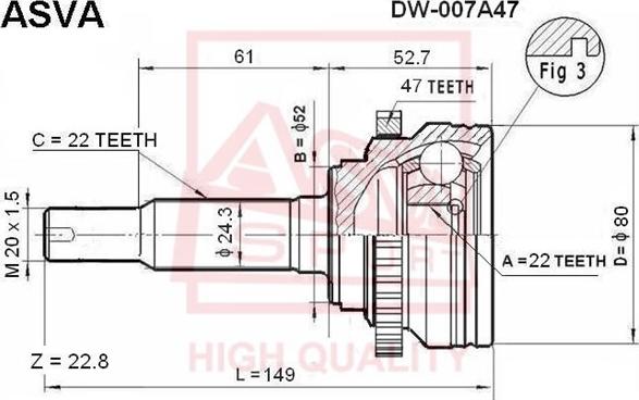 ASVA DW-007A47 - Jeu de joints, arbre de transmission cwaw.fr