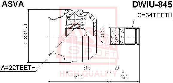 ASVA DWIU-845 - Jeu de joints, arbre de transmission cwaw.fr