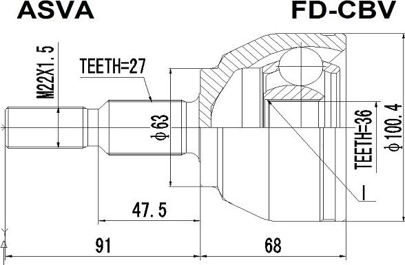 ASVA FD-CBV - Jeu de joints, arbre de transmission cwaw.fr