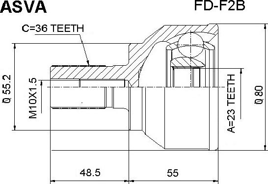 ASVA FD-F2B - Jeu de joints, arbre de transmission cwaw.fr