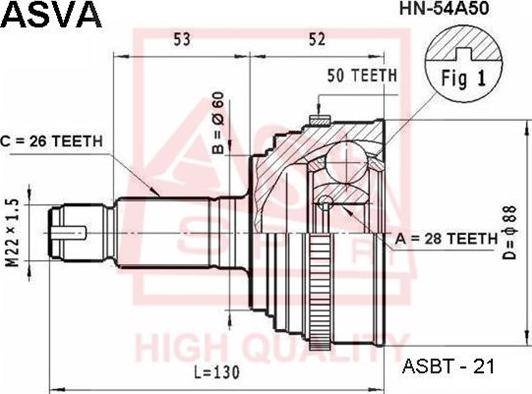 ASVA HN-54A50 - Jeu de joints, arbre de transmission cwaw.fr