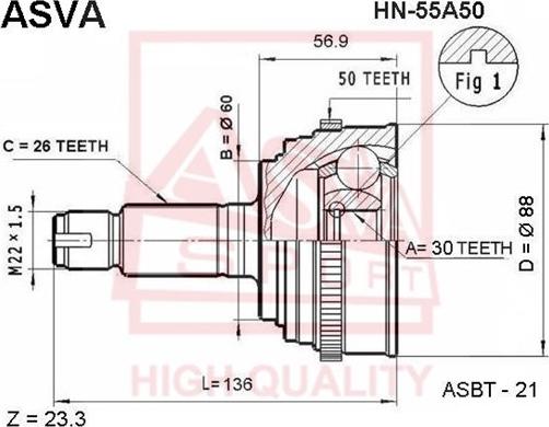 ASVA HN-55A50 - Jeu de joints, arbre de transmission cwaw.fr