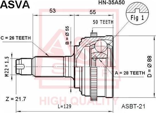 ASVA HN-35A50 - Jeu de joints, arbre de transmission cwaw.fr