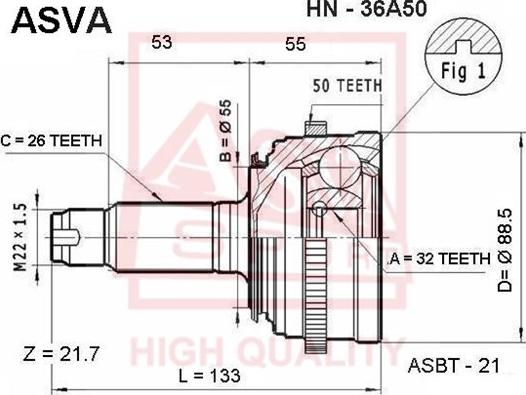 ASVA HN-36A50 - Jeu de joints, arbre de transmission cwaw.fr