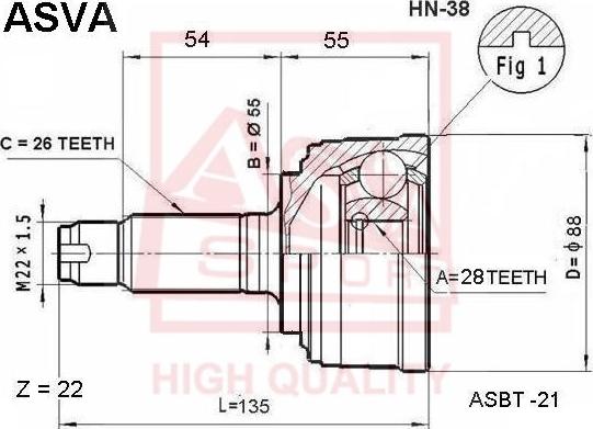 ASVA HN-38 - Jeu de joints, arbre de transmission cwaw.fr