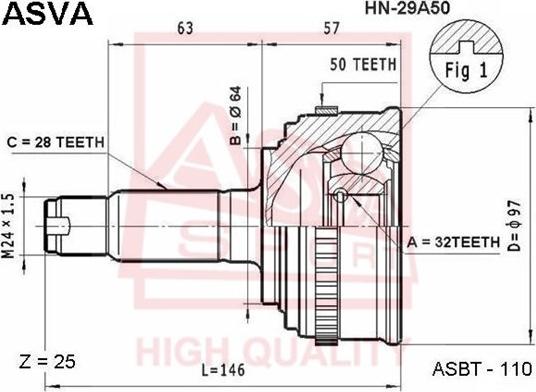 ASVA HN-29A50 - Jeu de joints, arbre de transmission cwaw.fr