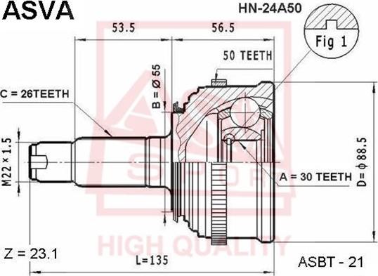 ASVA HN-24A50 - Jeu de joints, arbre de transmission cwaw.fr