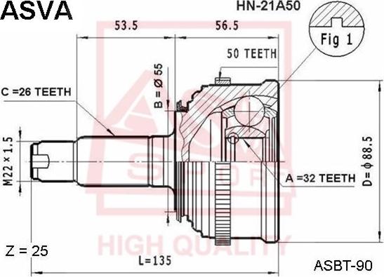 ASVA HN-21A50 - Jeu de joints, arbre de transmission cwaw.fr