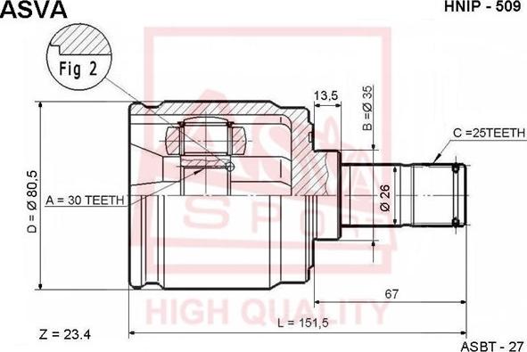 ASVA HNIP-509 - Jeu de joints, arbre de transmission cwaw.fr