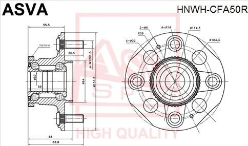 ASVA HNWH-CFA50R - Moyeu de roue cwaw.fr