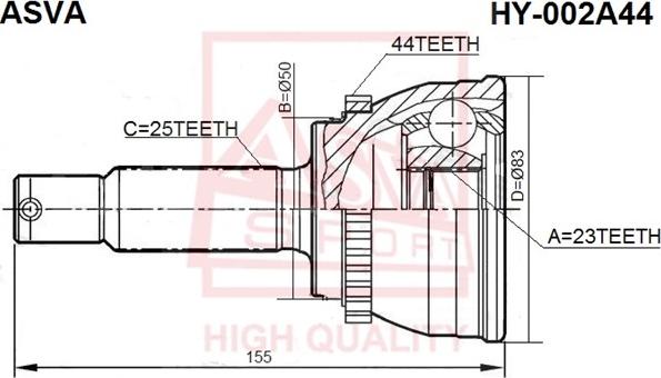 ASVA HY-002A44 - Jeu de joints, arbre de transmission cwaw.fr