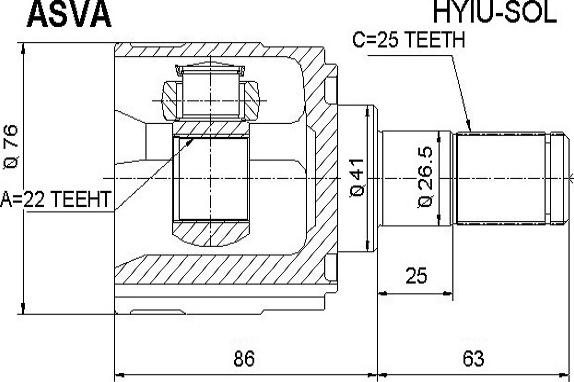 ASVA HYIU-SOL - Jeu de joints, arbre de transmission cwaw.fr