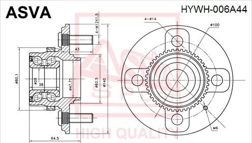 ASVA HYWH-006A44 - Moyeu de roue cwaw.fr