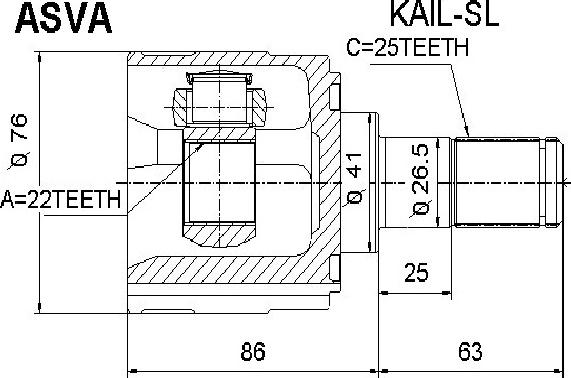 ASVA KAIL-SL - Jeu de joints, arbre de transmission cwaw.fr