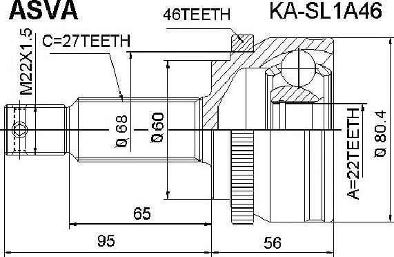 ASVA KA-SL1A46 - Jeu de joints, arbre de transmission cwaw.fr