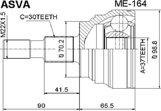 ASVA ME-164 - Jeu de joints, arbre de transmission cwaw.fr