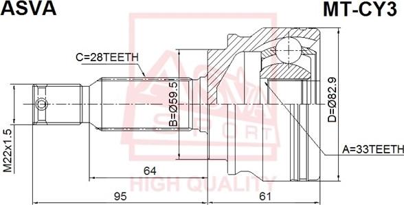 ASVA MT-CY3 - Jeu de joints, arbre de transmission cwaw.fr