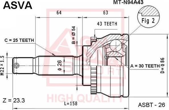 ASVA MT-N94A43 - Jeu de joints, arbre de transmission cwaw.fr