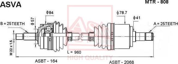 ASVA MTR-808 - Arbre de transmission cwaw.fr