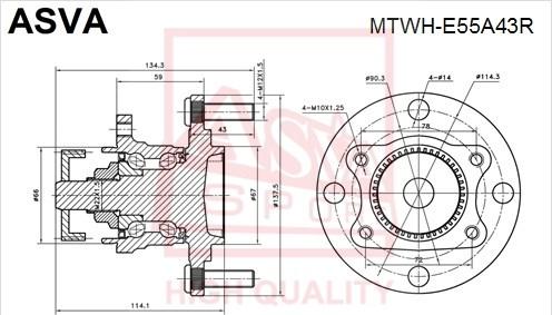 ASVA MTWH-E55A43R - Moyeu de roue cwaw.fr