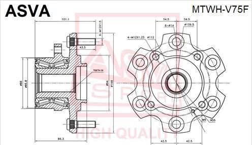 ASVA MTWH-V75F - Moyeu de roue cwaw.fr