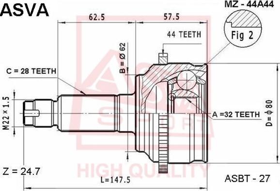 ASVA MZ-44A44 - Jeu de joints, arbre de transmission cwaw.fr