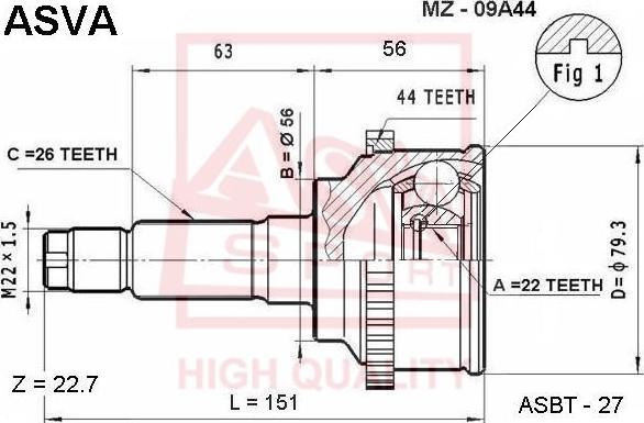 ASVA MZ-09A44 - Jeu de joints, arbre de transmission cwaw.fr