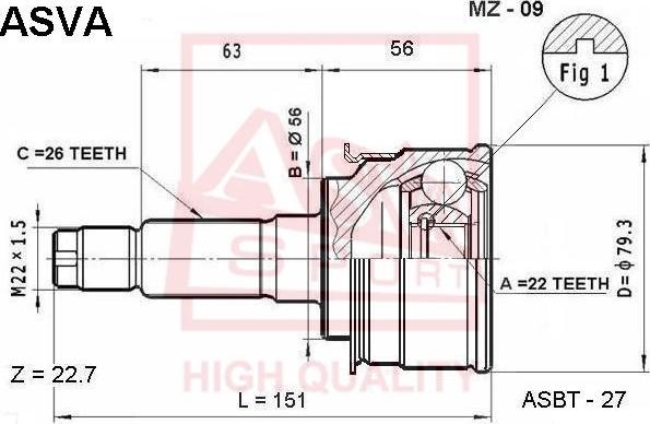 ASVA MZ-09 - Jeu de joints, arbre de transmission cwaw.fr