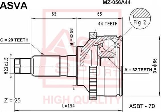 ASVA MZ-056A44 - Jeu de joints, arbre de transmission cwaw.fr