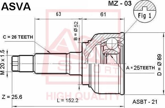 ASVA MZ-03 - Jeu de joints, arbre de transmission cwaw.fr