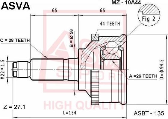 ASVA MZ-10A44 - Jeu de joints, arbre de transmission cwaw.fr