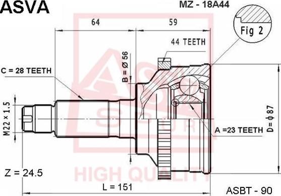 ASVA MZ-18A44 - Jeu de joints, arbre de transmission cwaw.fr