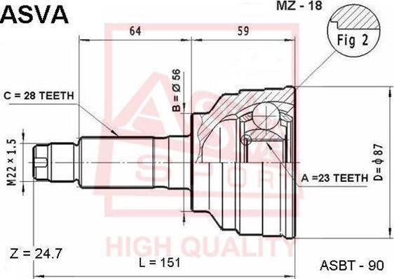 ASVA MZ-18 - Jeu de joints, arbre de transmission cwaw.fr