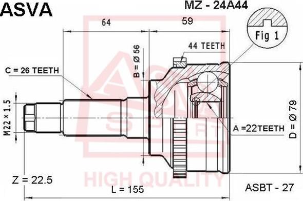 ASVA MZ-24A44 - Jeu de joints, arbre de transmission cwaw.fr