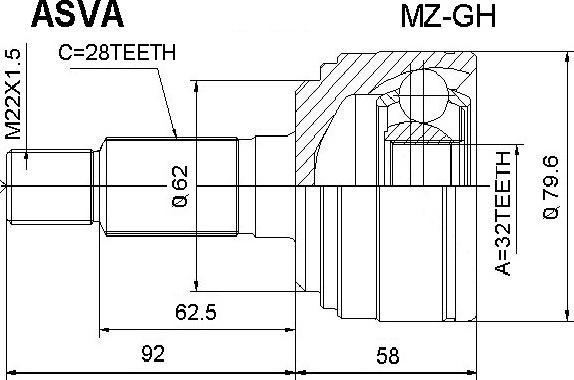 ASVA MZ-GH - Jeu de joints, arbre de transmission cwaw.fr