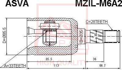 ASVA MZIL-M6A2 - Jeu de joints, arbre de transmission cwaw.fr