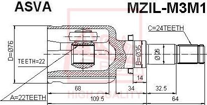 ASVA MZIL-M3M1 - Jeu de joints, arbre de transmission cwaw.fr