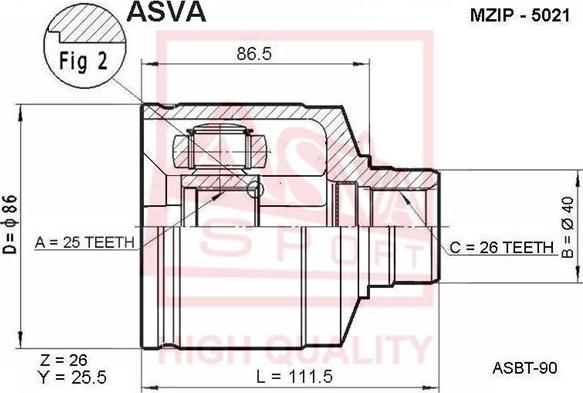 ASVA MZIP-5021 - Jeu de joints, arbre de transmission cwaw.fr