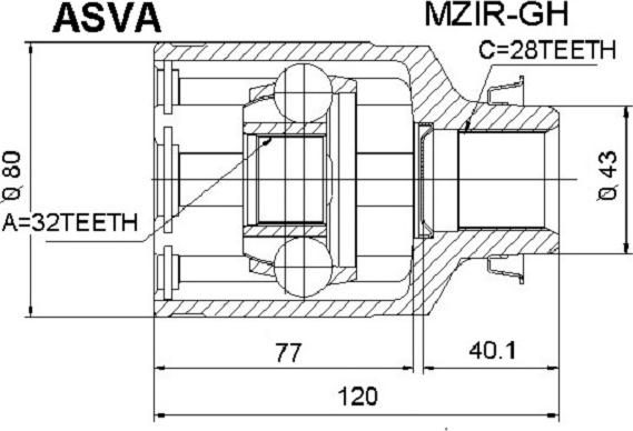 ASVA MZIR-GH - Jeu de joints, arbre de transmission cwaw.fr