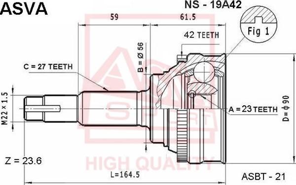 ASVA NS-19A42 - Jeu de joints, arbre de transmission cwaw.fr