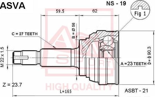 ASVA NS-19 - Jeu de joints, arbre de transmission cwaw.fr